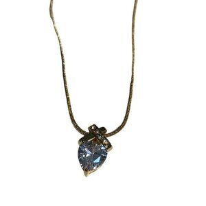 Heart Pendant Necklace Women Gold‎ Tone CZ Romantic Coquette Aesthetic